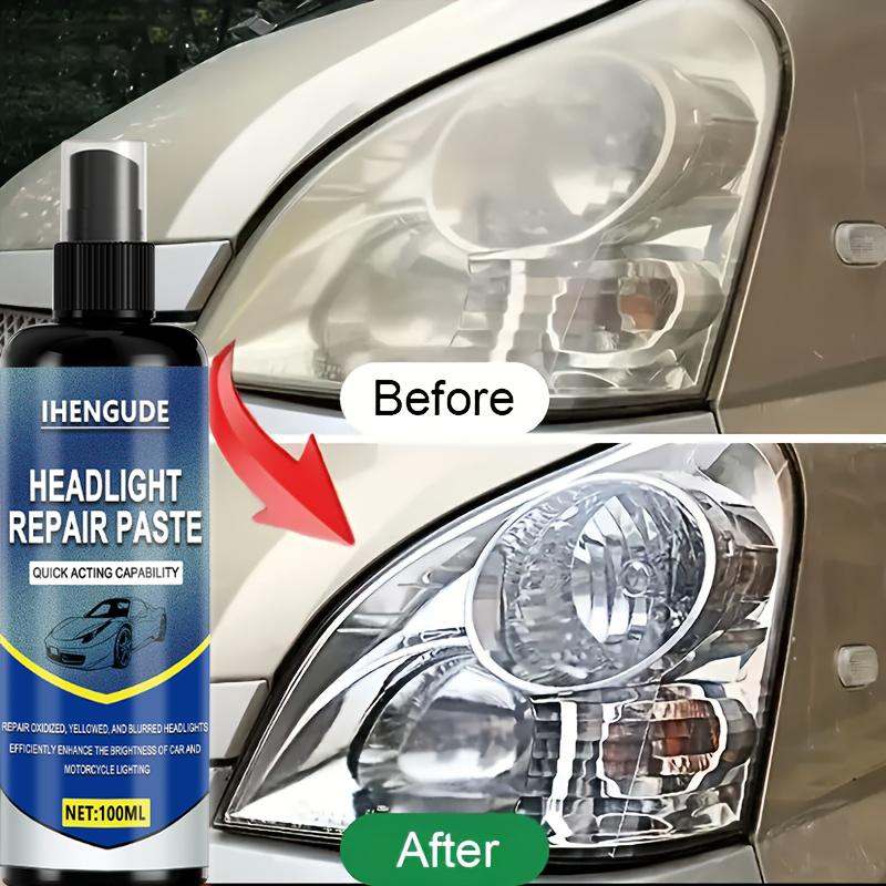 Professional Car Headlight Restoration Spray, Easy Maintenance Kit, Repairs Oxidation, Yellowing, and Blurred Headlights, Comes with Polishing Abrasiv