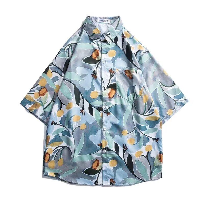 Men'S Retro Shirt, Men'S Summer Outfit, Student Loose Fit, Niche Design, Casual Men'S Top, Outerwear, Beach Top