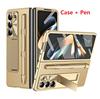 Leather for Samsung Galaxy Fold 6 5 4 3 Case Slim Hard Stand Protective Film Cover Stand Mental Holder Shockproof Luxury