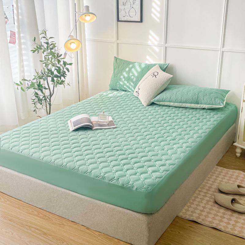 Solid Color Quilted Waterproof Bed Sheet - Thick Brushed Simmons Protective Cover for Home Use