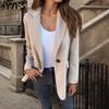 Women's Fashion Casual Solid Color Print Autumn Winter Long Sleeve POLO Neck Jackets & Coats