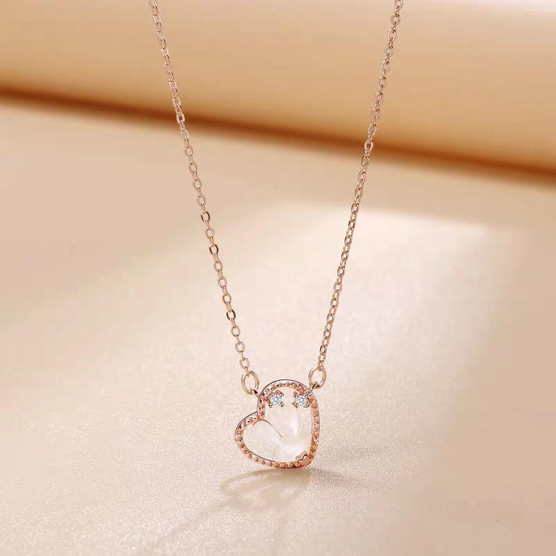 Heart-Shaped S925 Sterling Silver Rabbit Pendant Necklace for Women – Sweet, Simple Korean Style 925 Sterling Silver розового золота