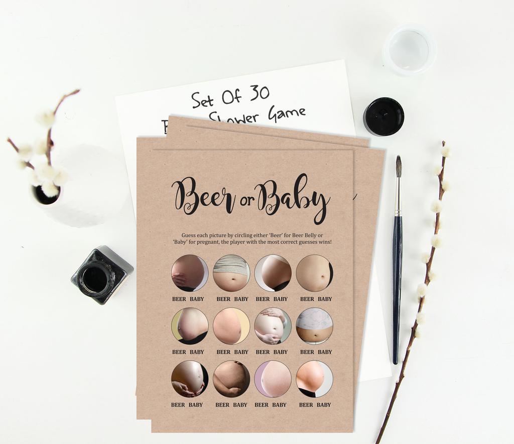 Inkdotpot Beer Or Baby Rustic Games Party Supplies Activity Cards Baby Shower Game Ideas Gender Neutral Games Its A Boy Or