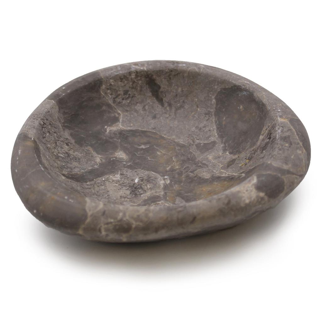 Marble Soap Dish Tri-Oval Gray and Black