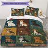 Retro Patchwork Animal Pattern Bedding Uilt Set Uilt Cover Pillowcase Home Decoration Birthday Gift (1 * Duvet Cover + 2 * Pillowcase  Without Core)61