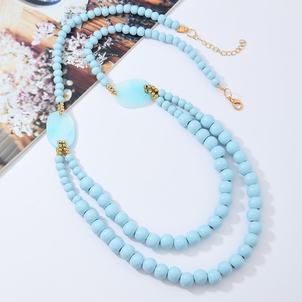 Bohemian Wooden Bead Shell Necklace With Handcrafted Chain For Summer Travel Accessories Women