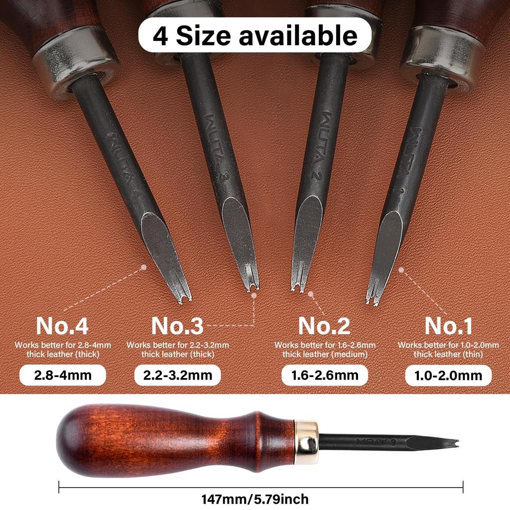 WUTA Edge Leather Craft for Leather Crafts and for Chamfering Set of 1mm Scraper, Tool, Crafts, Leather, 3, 0.8mm + + 1.2mm
