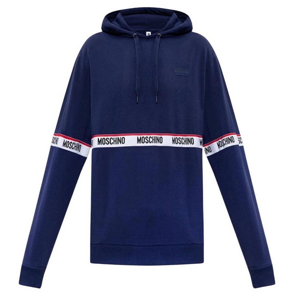 Moschino Mens Branded Tape Hoodie