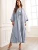New Jacquard Abaya: Muslim Women's Two-Piece Long Cardigan Set