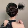 New Chinese Style White Feather Hair Stick For Women Simple Metal Hanfu Chopsticks Hair Clip Pin Headwear Jewelry Accessories