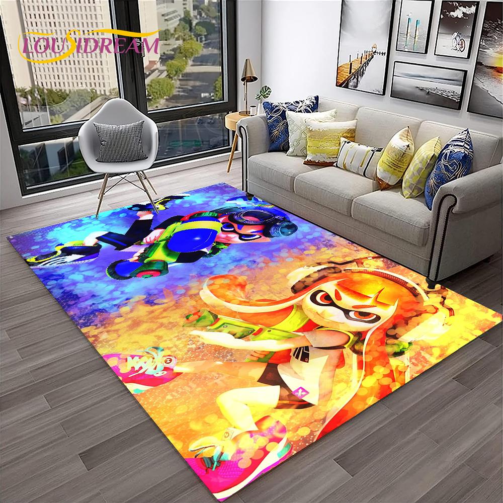 Cartoon PC Gamer 3D Games Splatoon Carpet Rug for Home Living Room Bedroom Sofa Doormat Decor,kids Area Rug Non-slip Floor Mat