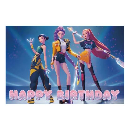 Yousheng Background Cloth Demon Movie Hunters Happy Birthday Banner Backdrop Hanging Cloth Decoration Kids Party Supplies