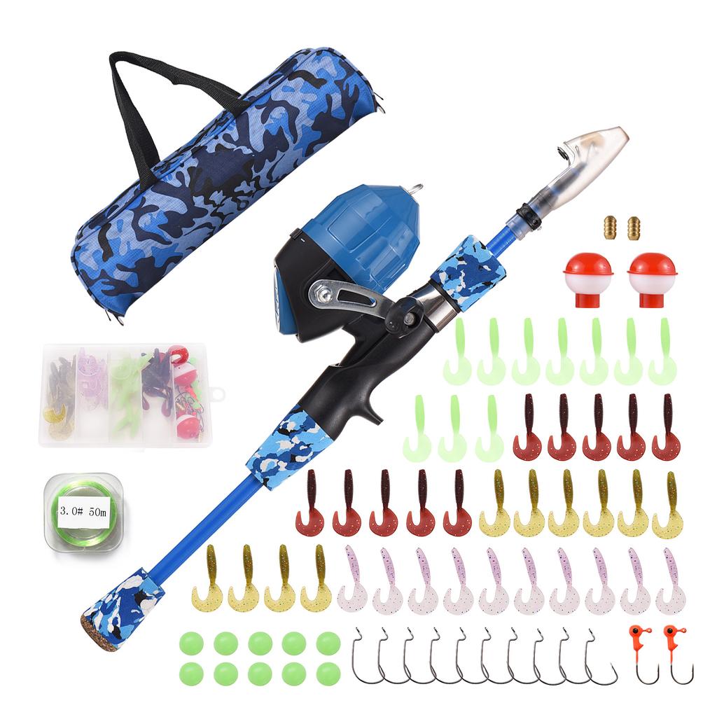Portable Lightweight Kids Fishing Pole Telescopic Fishing Rod and Reel Combo Kit with Fishing Lures Fishing Lines Fishing Hooks