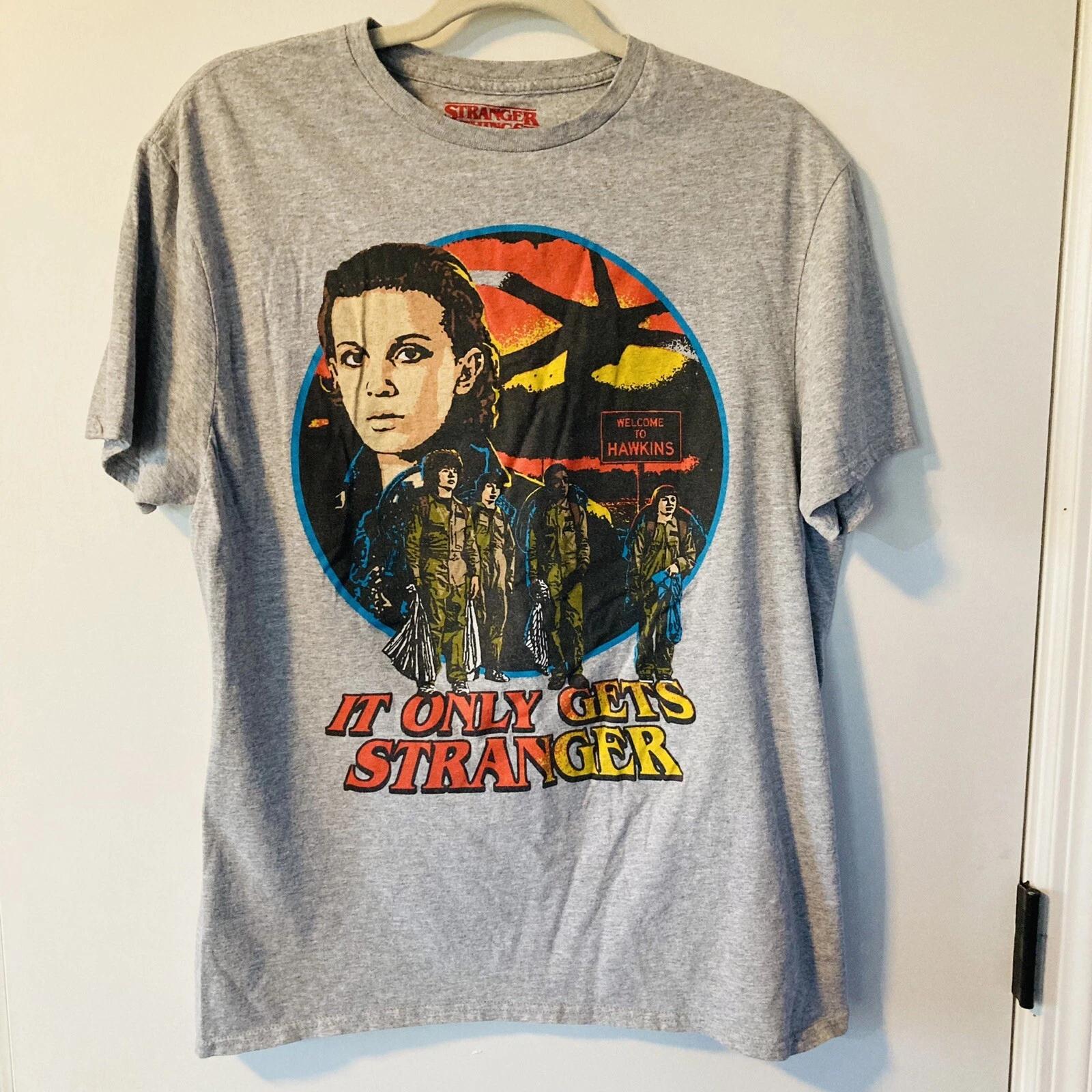 STRANGER THINGS Characters 100% Cotton T-shirt Mens Tees Top Tee 2018 Size Large Gray 2XL