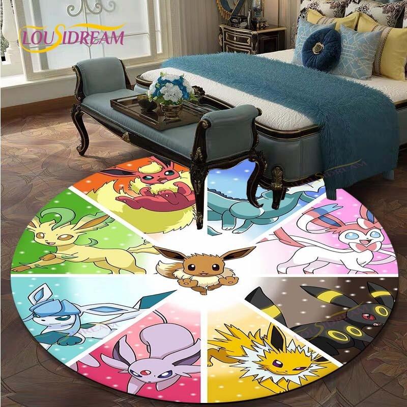 Kulatý koberec do obývacího pokoje Koberce Ložnice Děti Koberec s Pikachuem Koupelnová předložka Kreslený potisk Pokemonů Podložka na podlahu Koberec do dětského pokoje