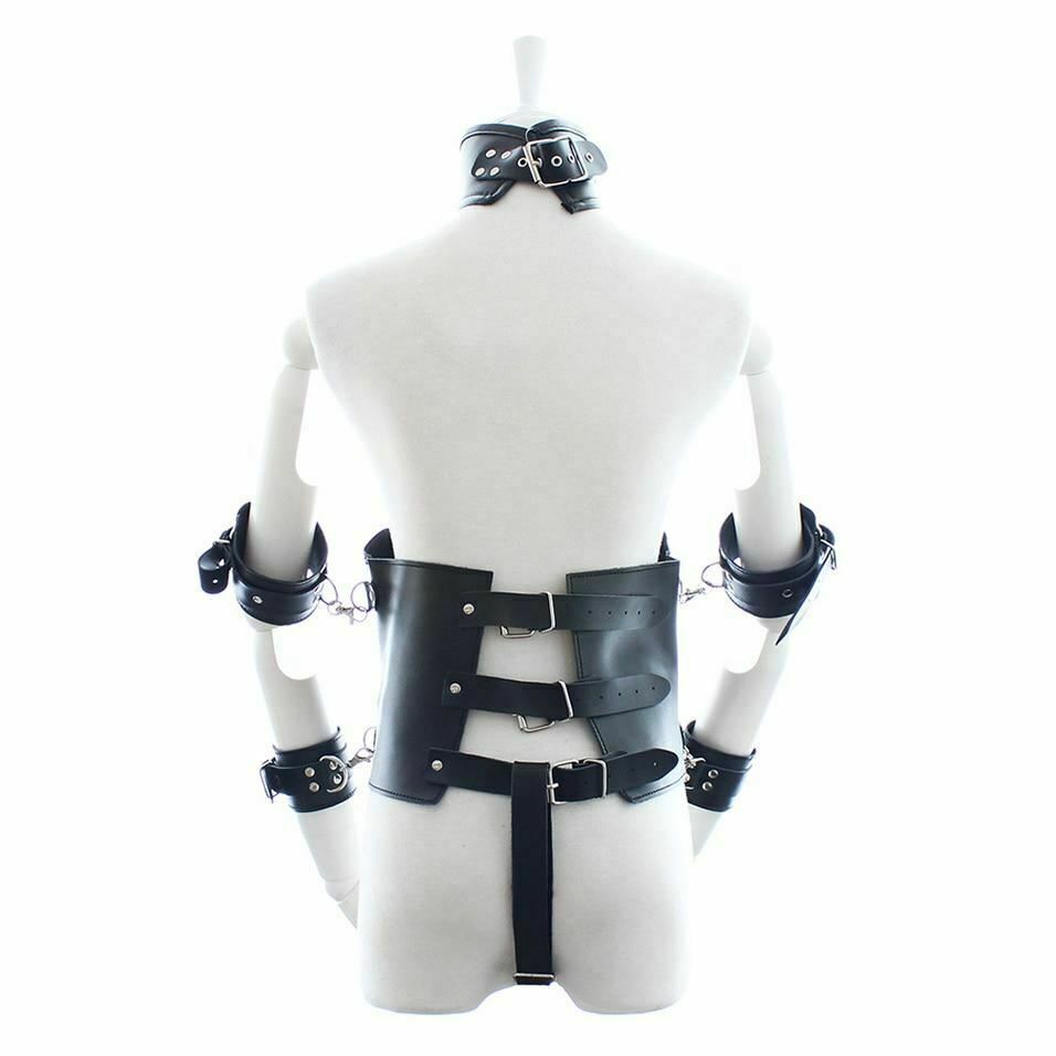 Leather  Corset Restraints Clothes Kink Fetish Collar Cuffs Body Harness