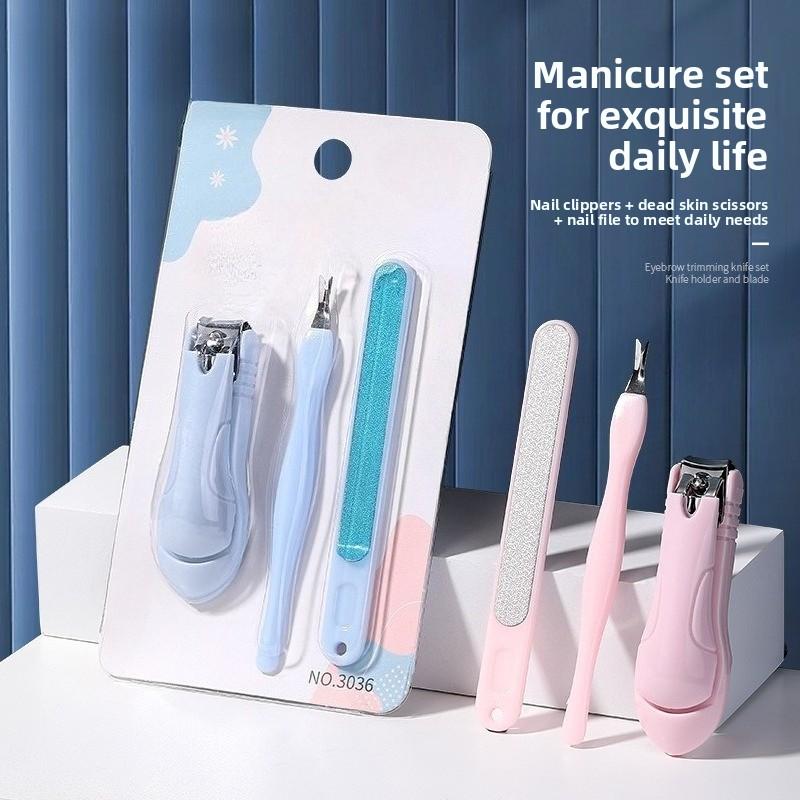 3-Piece Manicure and Manicure Set, Stainless Steel Nail Clippers Polished Nail Grinding Strip V-shaped Dead Skin Fork