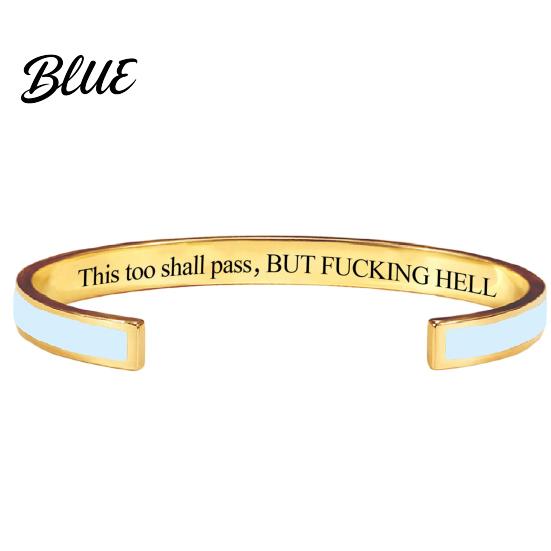 Adjustable Open Cuff This Too Shall Pass Mantra Bracelet Engraved Motivational Inspirational Bracelet Bangle Hidden Information Encouragement Jewelry