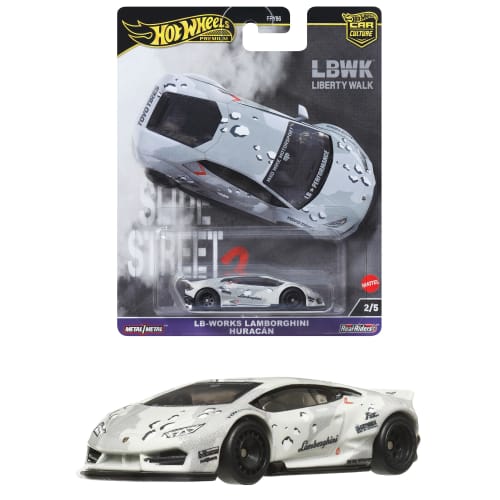 Hot Wheels Car Culture Slide Street Liberty Works Lamborghini Huracan Vehicle Toy Miniature Car for Ages 3 and Up, White, HKC84