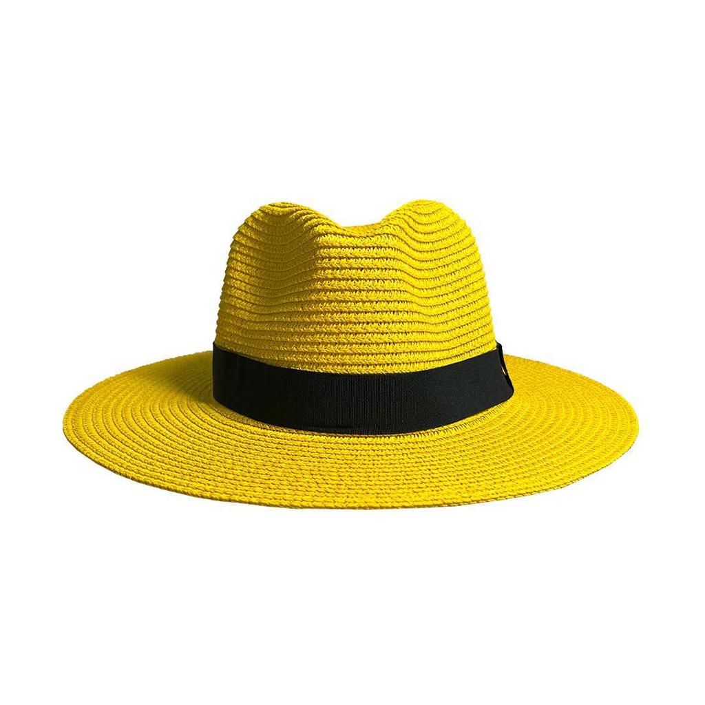 Panama straw hat sunscreen straw hat sunshade top hat seaside straw wide brim sun hat tourist beach hat
