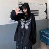 Y2k Harajuku Mikiny Dámské Podzim Zima Hip Hop Zip Butterfly Estetická mikina s kapucí Dámská Goth Punk Bunda Kabát
