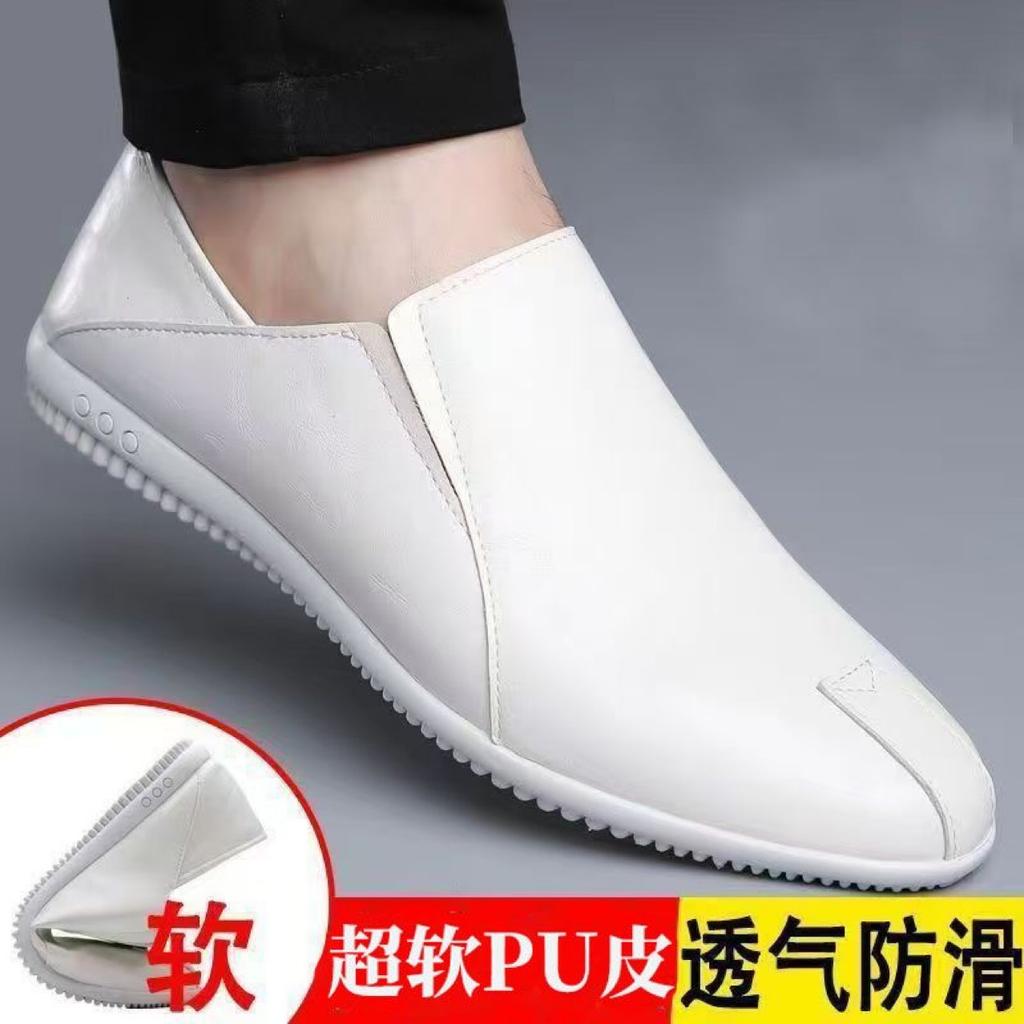 Leather shoes new breathable deodorant casual shoes soft sole soft surface lazy driving Doudou shoes