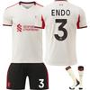 2025-26 Liverpool Auswärts #3 ENDO Sport Trainings-Trikot-Set mit Socken für Jugendliche, Kinder, Erwachsene Fußball-Kits