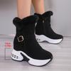 Large Size Snow Boots for Women's Autumn and Winter New Wind Velvet Thickened Warm Medium Tube Snow Boots Cotton Boots for Women