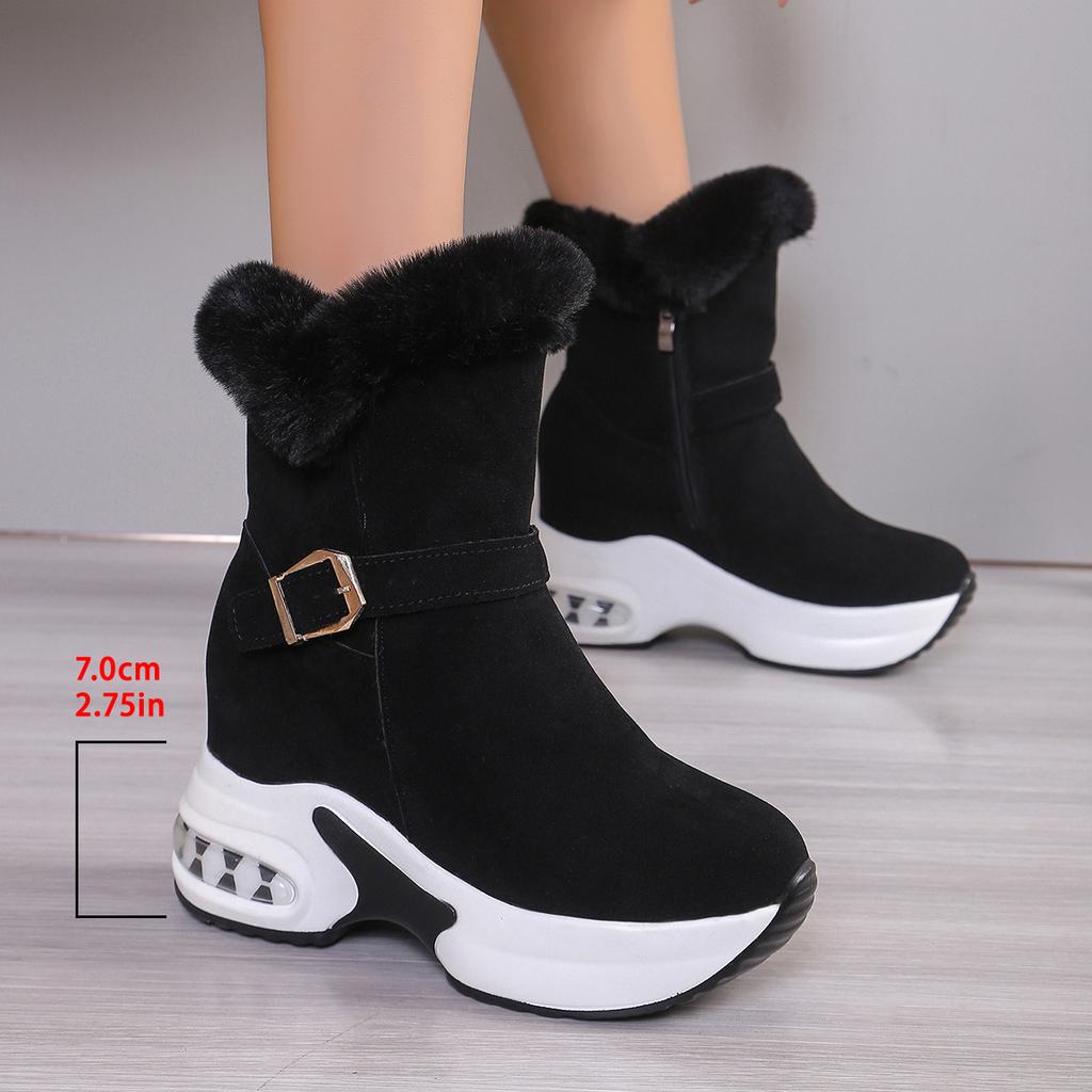 Large Size Snow Boots for Women's Autumn and Winter New Wind Velvet Thickened Warm Medium Tube Snow Boots Cotton Boots for Women