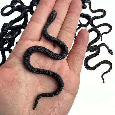 10.5cm Soft TPR Toy Snake Black Simulation Snake Realistic Scary Snake Adult Kids Prank Toys Novelty Cute Toy Snake Tricky Toys