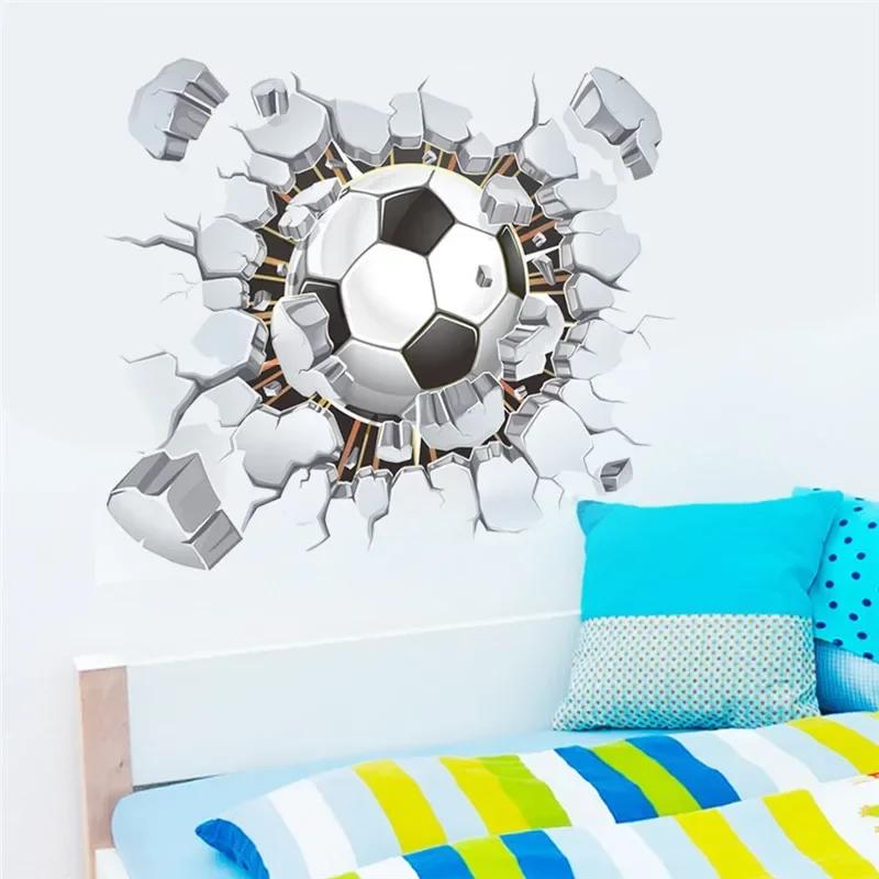 Football Broken Wall Stickers Living Room Children's Bedroom Football Club Removable Stickers