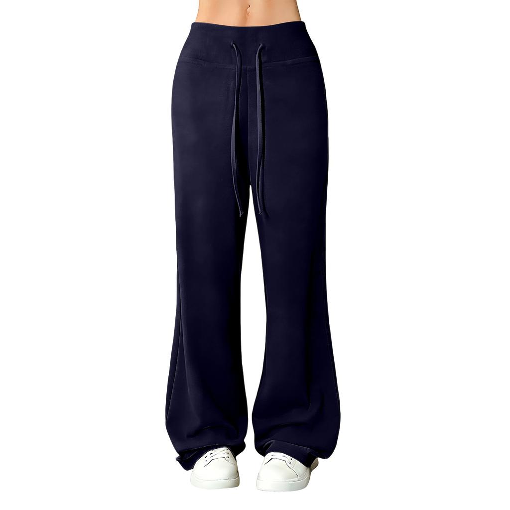 Kadın Bol Kesim Günlük İpli Elastik Bel Pantolon Rahat Bol Kesim Yoga Gevşek Pantolon