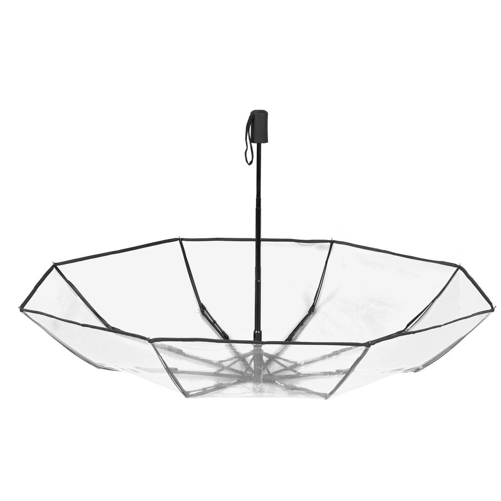 Kompakt paraply Svart Transparent Automatisk design Robust struktur Reseparaply för ryggsäck