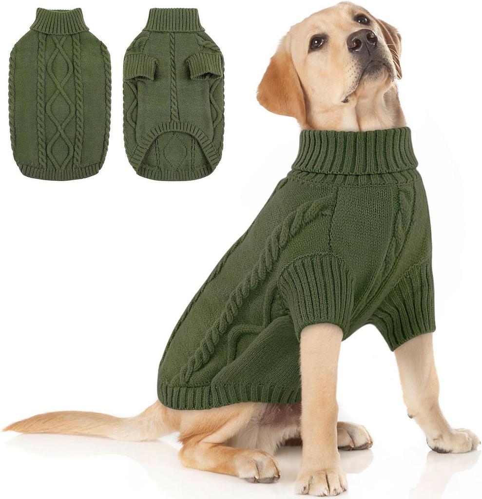 Dog High Collar Knit Sweater for Autumn/Winter 2025 - Solid Color Pet Clothing