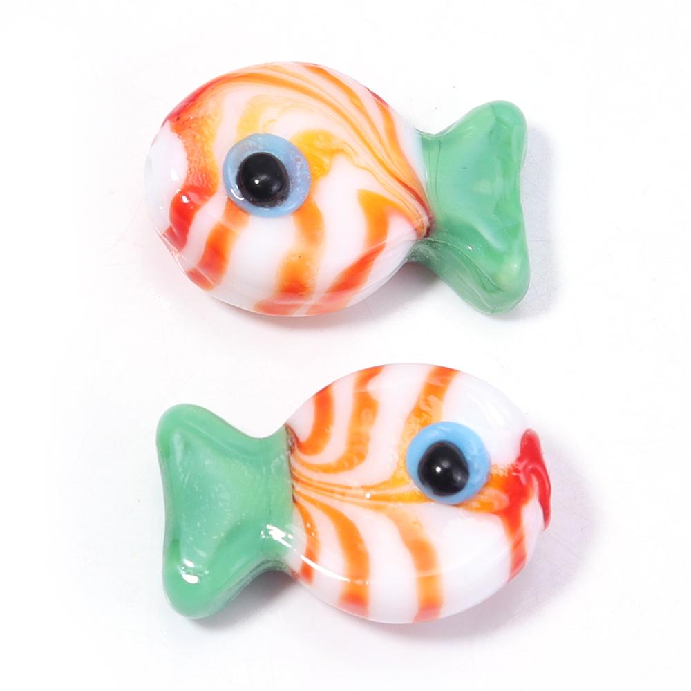 2pcs 13X20mm Lampwork Fish Beads Cute Animal Glass Loose Spacer Beads For Jewelry Making DIY Bracelets Necklace Accessories