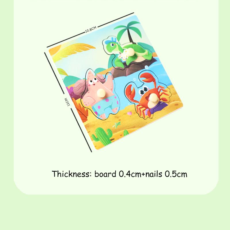 Mini Montessori Holzpuzzles Handgreifbretter Spielzeug Tangram Puzzles Babypädagogisches Spielzeug Cartoon Fahrzeuge Tiere 3D-Puzzles