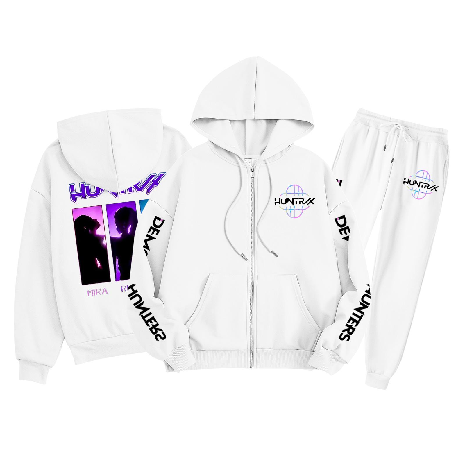 

Детская мода Толстовка с капюшоном на молнии с длинными рукавами и спортивные штаны Однотонный комплект толстовки с карманами 160 белый