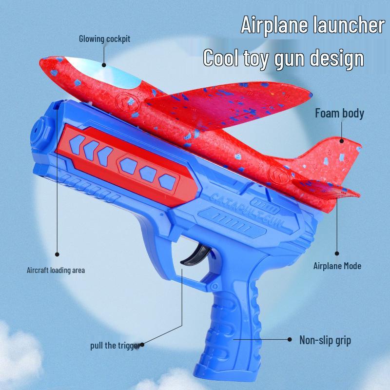 Kids' Foam Airplane Launcher Toy - Hand-Throw Outdoor Flying Gun