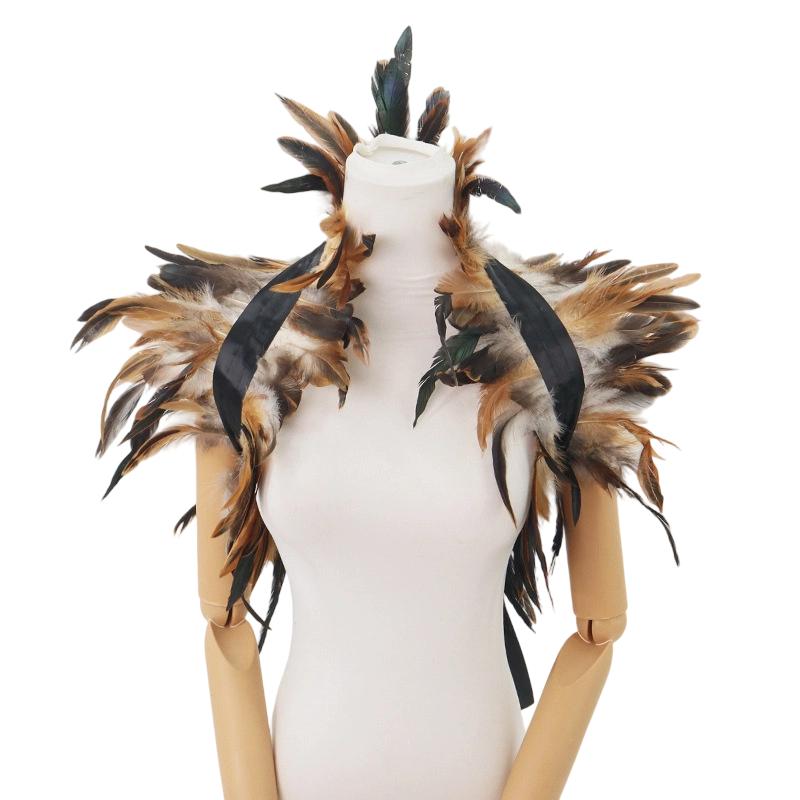 Mantello Piumato Gotico da Donna - Elegante Sciarpa da Spalle per Costume di Halloween