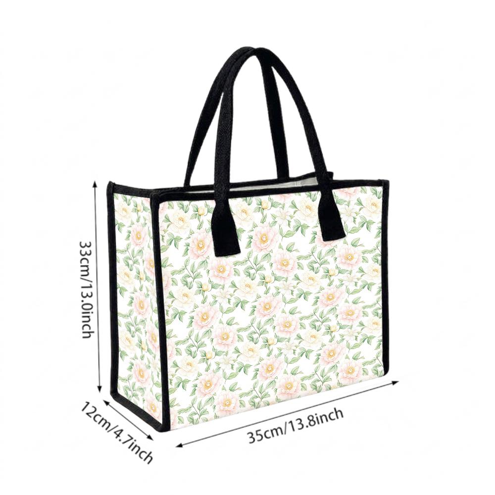 Floral Tote Bag Casual Large Capacity Shoulder Bag for Daily Shopping Travel