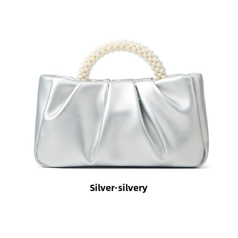 Sweet Girl Pearl Bag Handbag Women's Fashion Versatile Pleated Messenger Cloud Bag Mini Mobile Phone Small Bag
