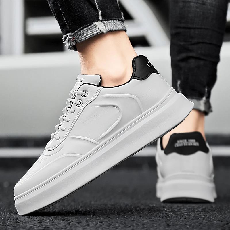 White Platform Sneakers Outdoor Casual Shoes Men's Skateboarding Shoes Breathable Sport Shoes Running Shoes Men's Tennis Shoes