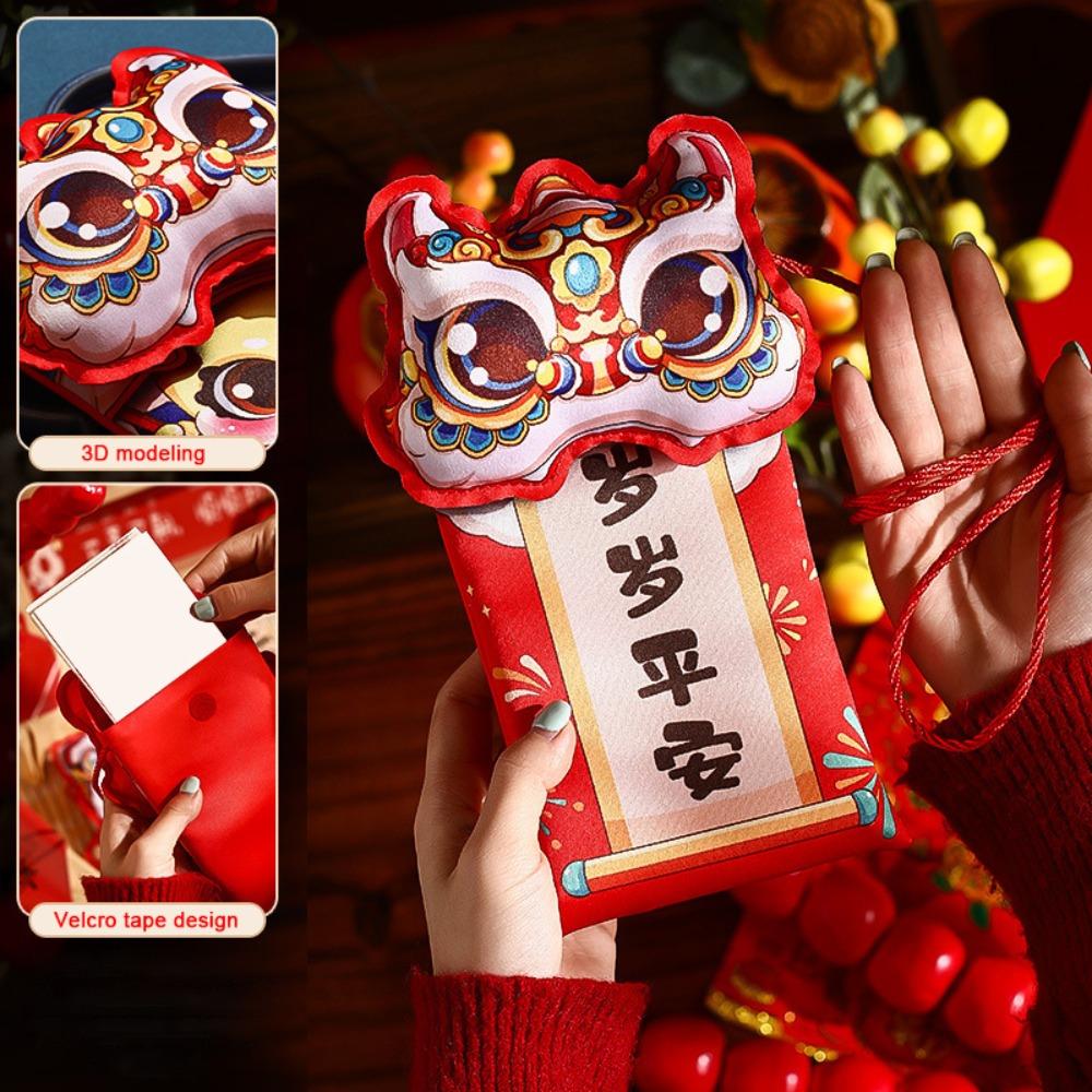 Милая Красная Конверт-Сумка из Ткани Креативная 3D Сумка на Плечо с Драконом Мультяшная Сумка через Плечо Вместительная Красный Конверт Ребенок