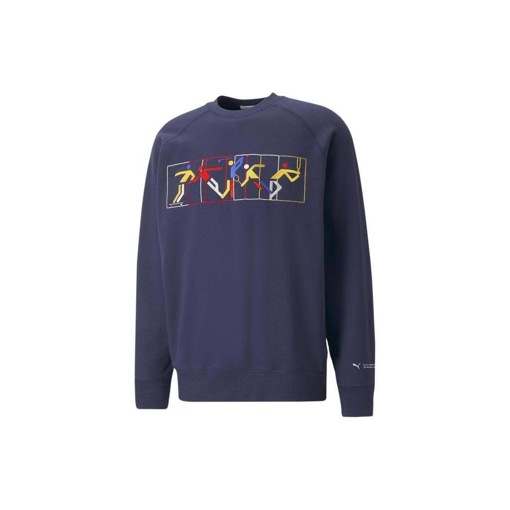 Puma Printed Crew Neck Pullover Casual Sweatshirt Men sweatshirt Navy-Blue 539512-06