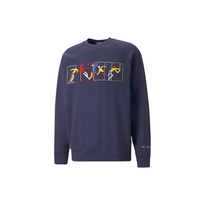 Printed Crew Neck Pullover Casual Sweatshirt Men Sweatshirt Navy-Blue 539512-06