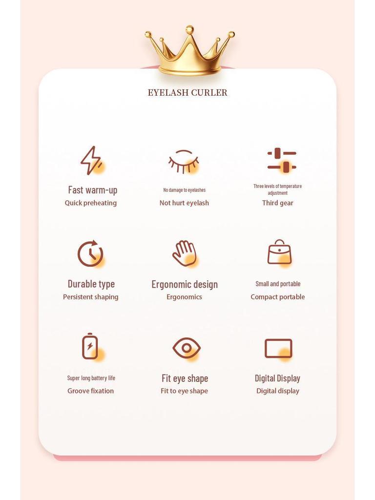 Electric Dual-Temperature Eyelash Curler with Digital Display - Long-Lasting Heat and Curling for Women