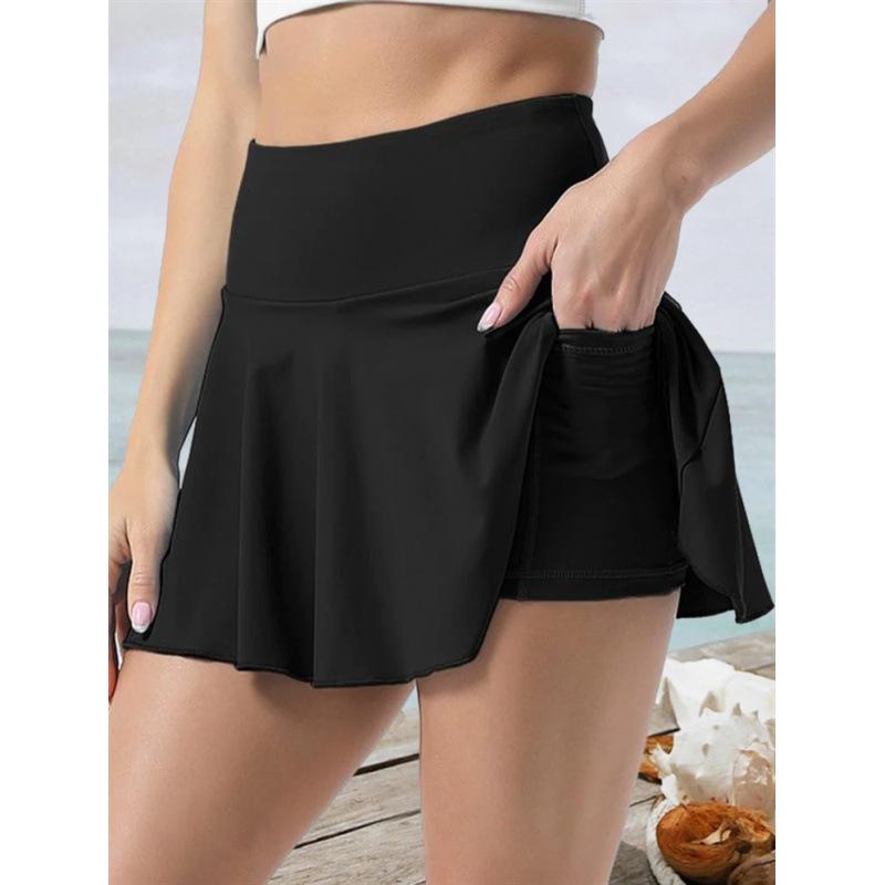Xia Xin Elegant Women's Pleated Tennis Skirt High Waist Sports Skirt White Black