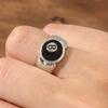Punk Style Billiard Number Black 8 Opening Adjustable Rings Metal Alloy Rings Fashion Hip Hop Rock Jewelry For Women And Men