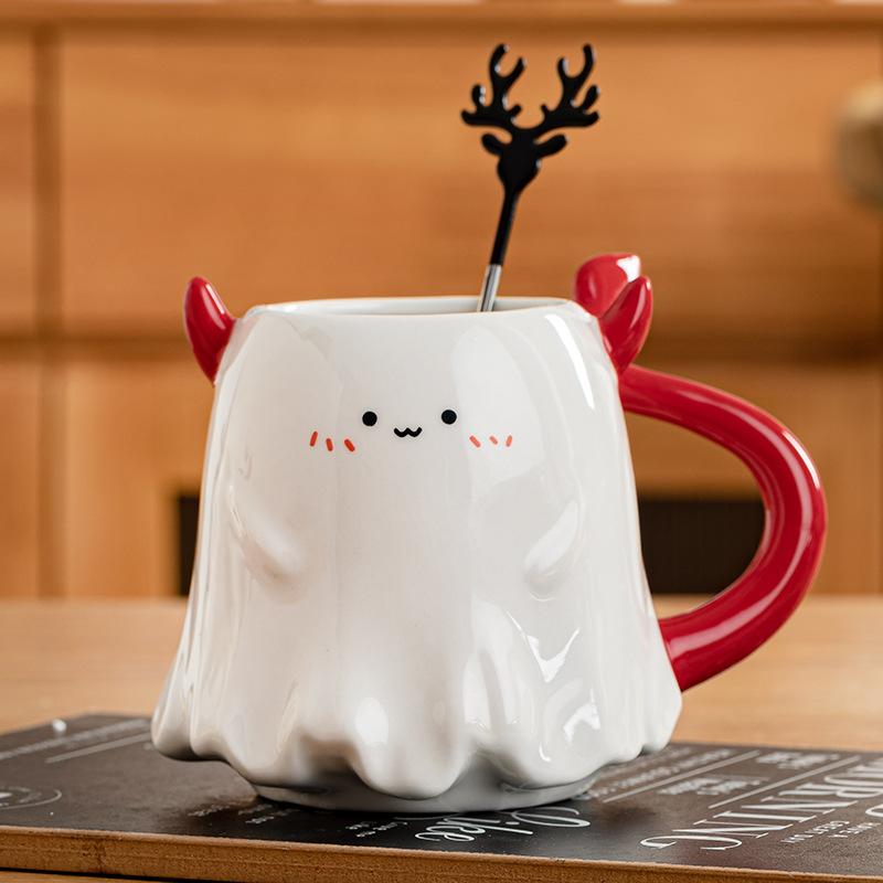 

Cartoon Little Devil Ceramic Mug Coffee Milk Tea Water Cup Cute Breakfast Cups Couple Mugs Household Drinkware Halloween Gifts 500ml