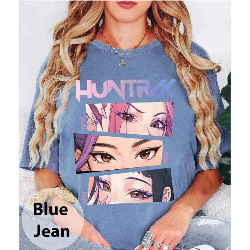 

Fashion Cartoon Printed Pattern Crew Neck Short Sleeve Top Casual Comfortable Loose T-Shirt Women s Clothing 3XL світло-синій колір